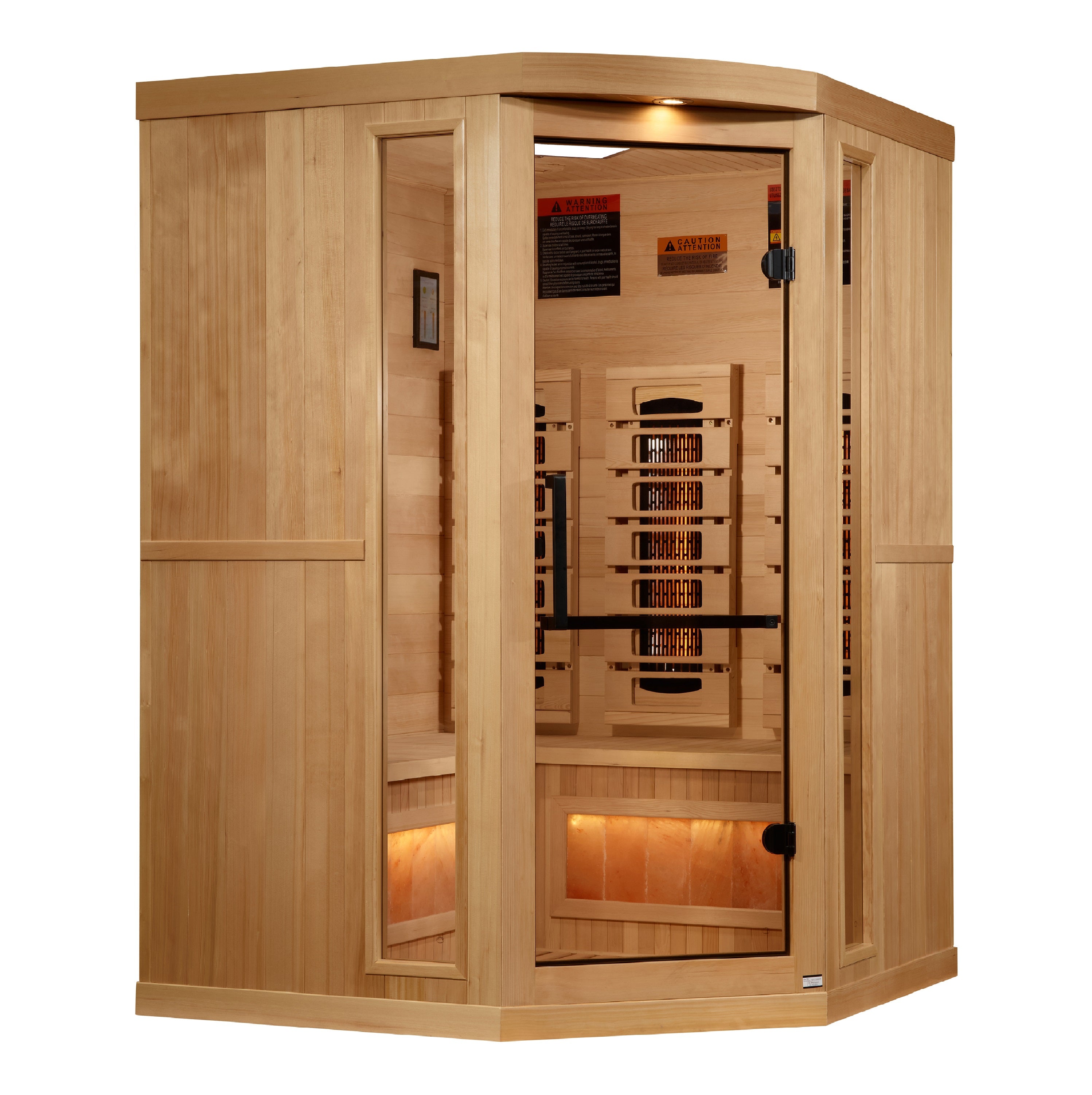 Golden Designs 3-Person Full Spectrum Infrared Sauna with Himalayan Salt Bar (Corner Unit) | GDI-8035-03