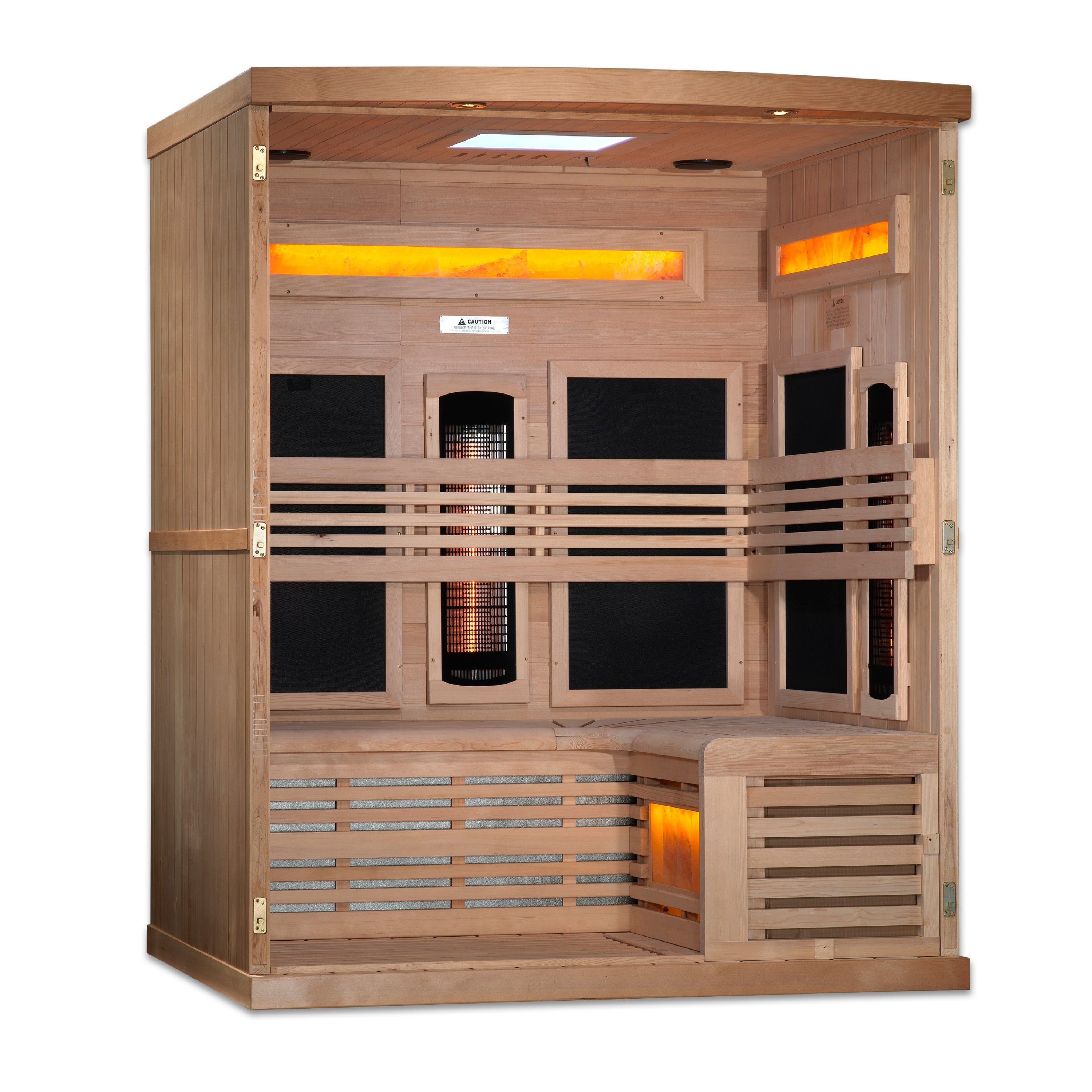 Golden Designs 3-Person Full Spectrum Infrared Sauna with Himalayan Salt Bar | GDI-8230-01