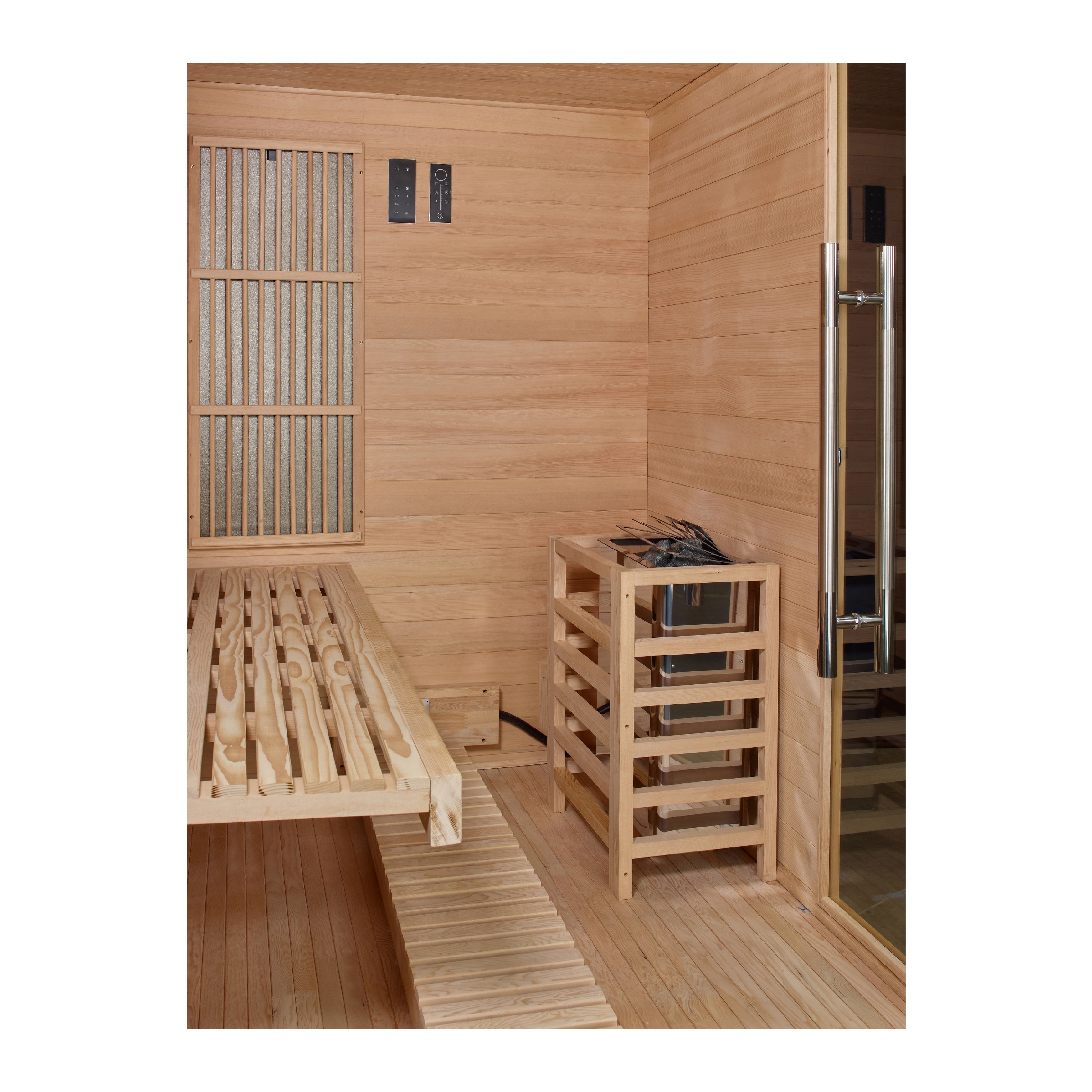 Golden Designs "Soria" 3-Person Full Spectrum Indoor Hybrid Sauna with Harvia Stove