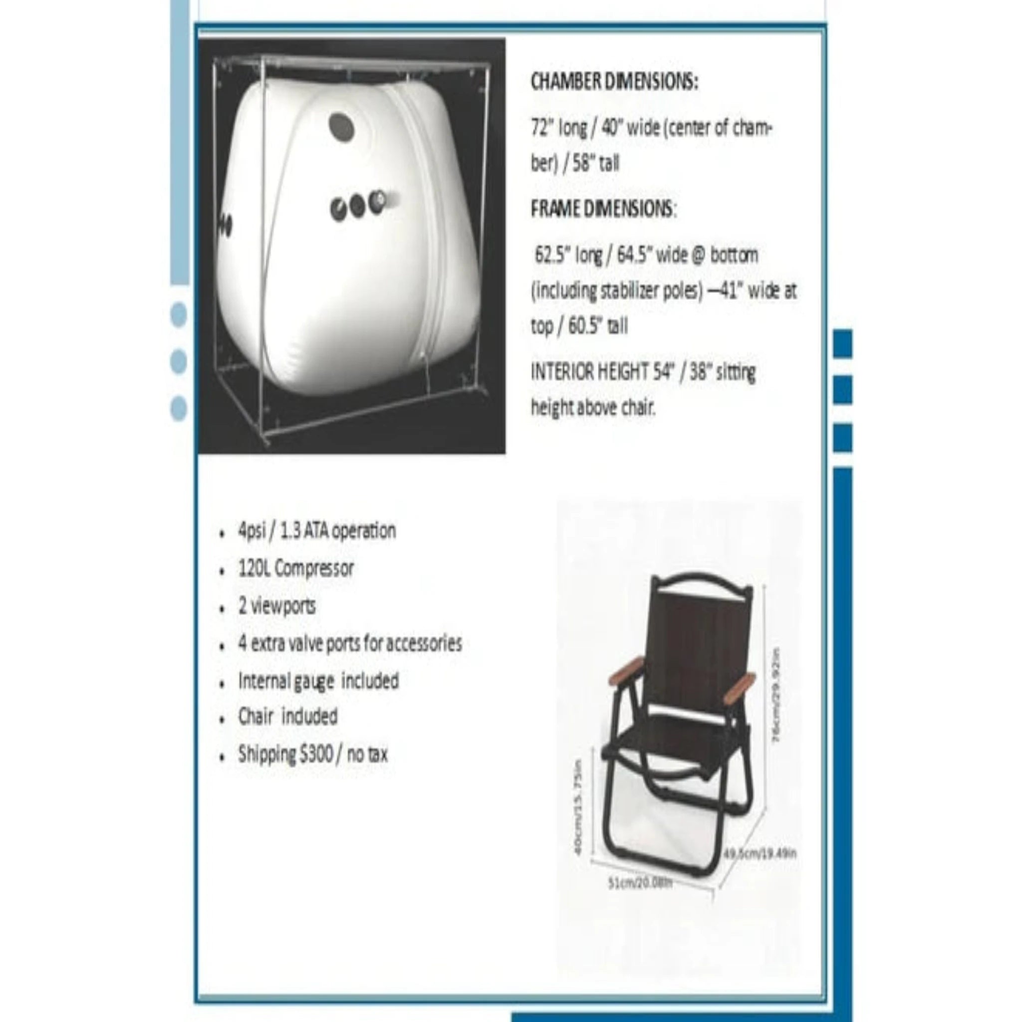 Newtowne Military Tent Hyperbaric Chamber – Sit or Recline