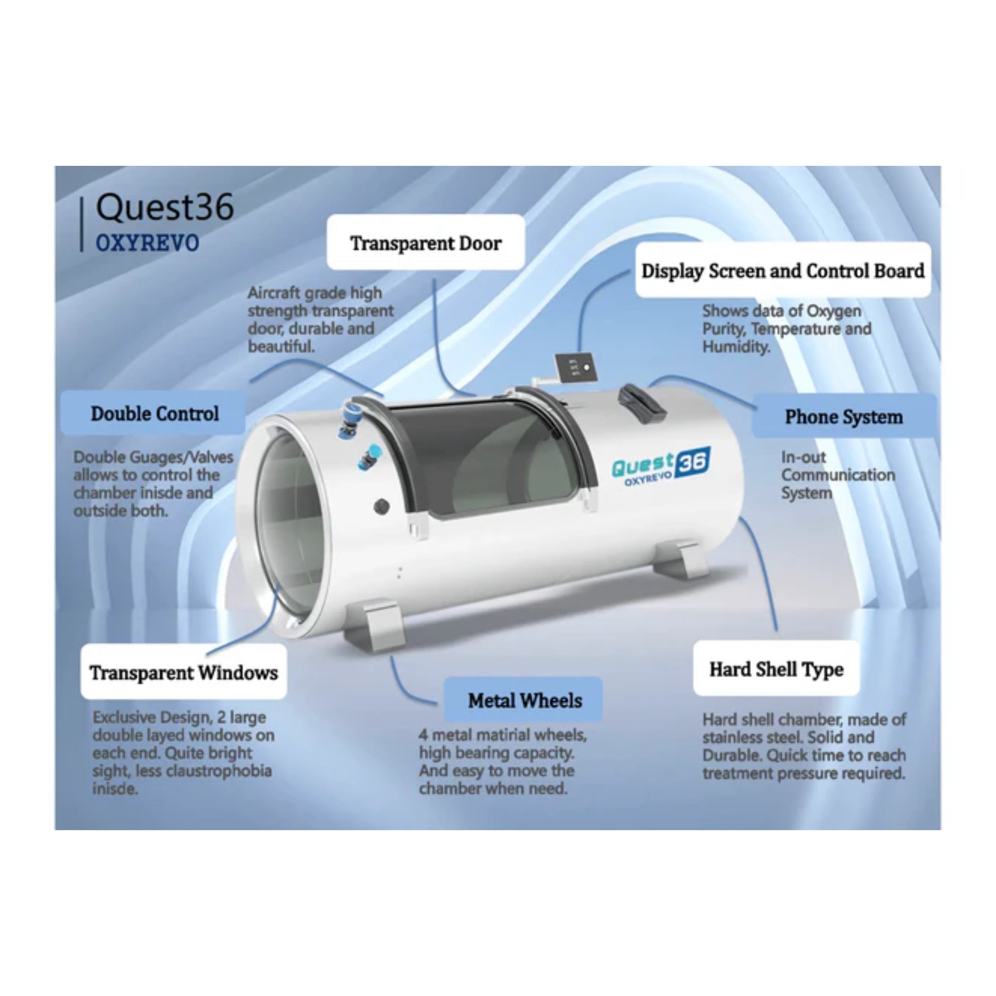 OXYREVO Quest 30 1.5-2.0 ATA Hard Hyperbaric Chamber