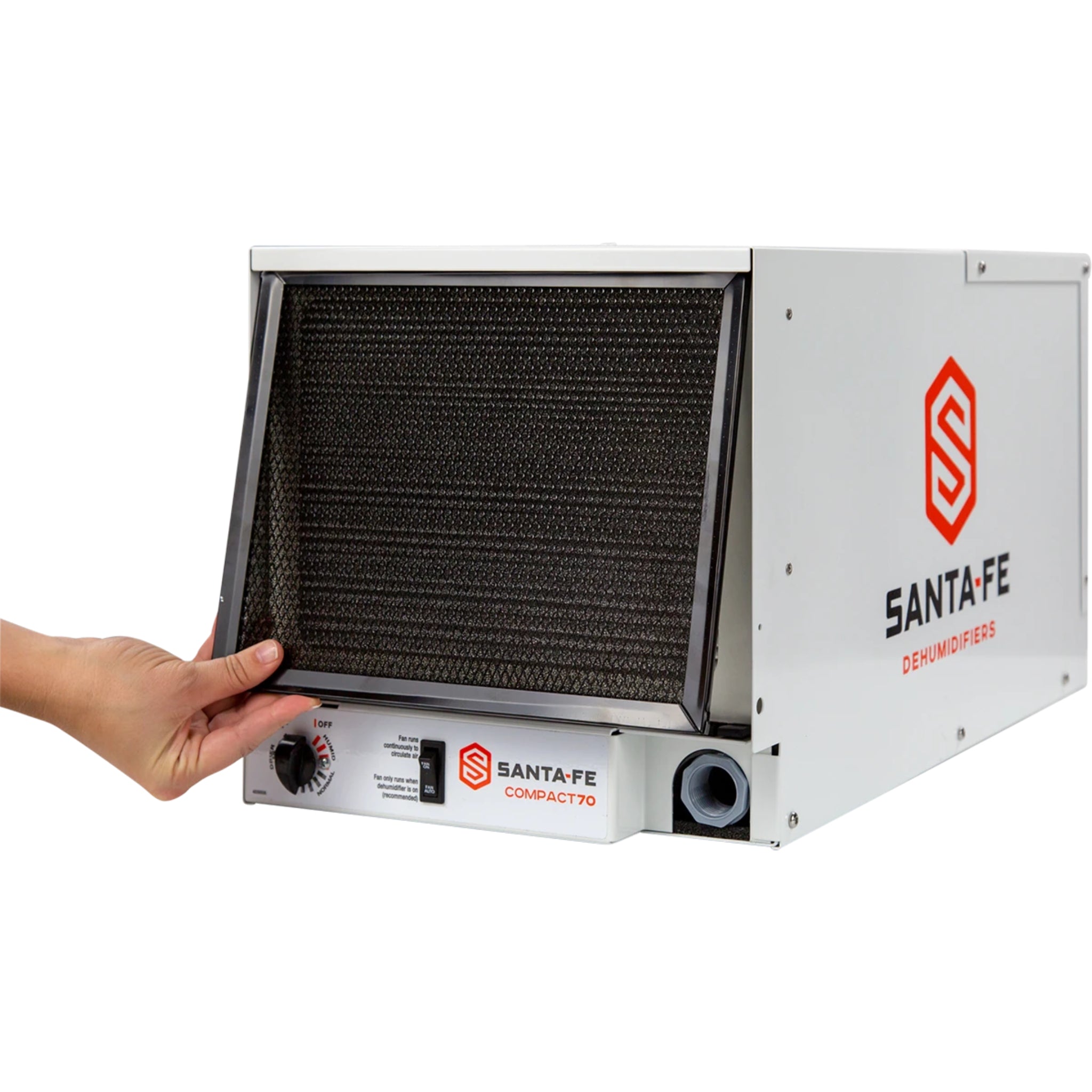 Santa Fe Compact70 – 70 Pint Compact Dehumidifier, Low Profile for Tight Spaces (4044110)