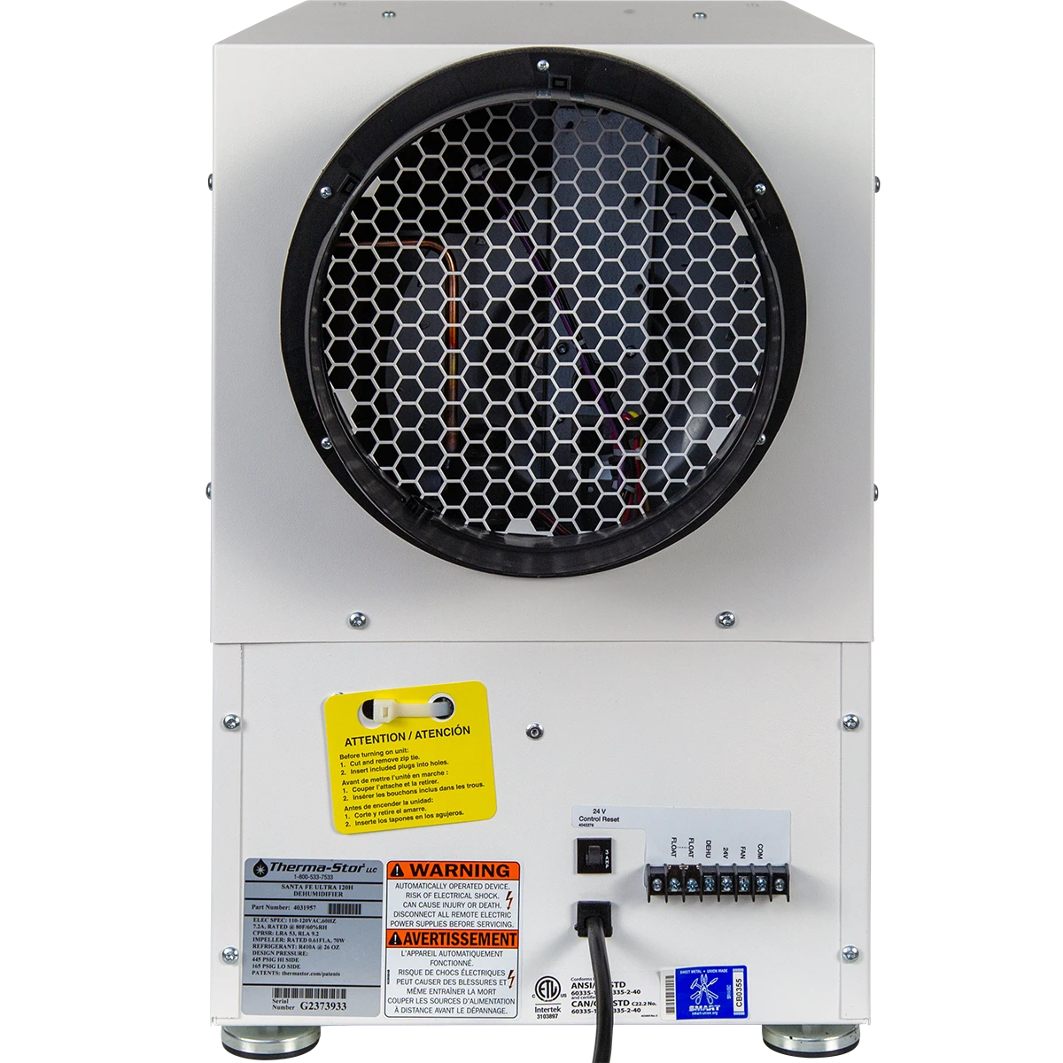 Santa Fe Ultra120-120 Pint Whole-House Dehumidifier, Ductable with HVAC Integration (4044400)